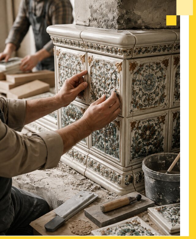 Изразцовые камины под ключ в Саранске: проект и монтаж