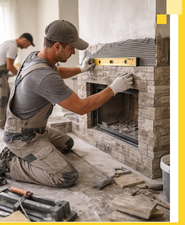 Облицовка каминов в Саранске, монтаж и отделка натуральным камнем