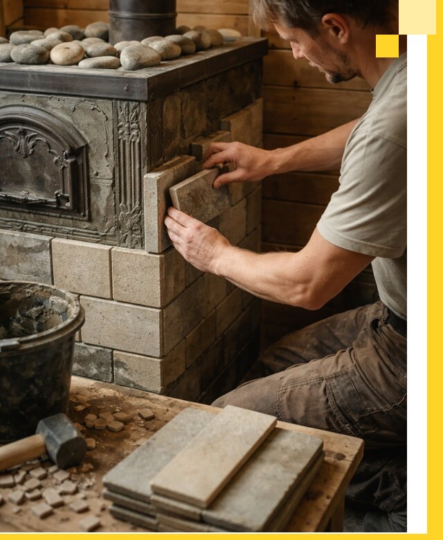 Облицовка банных печей в Саранске профессиональная отделка