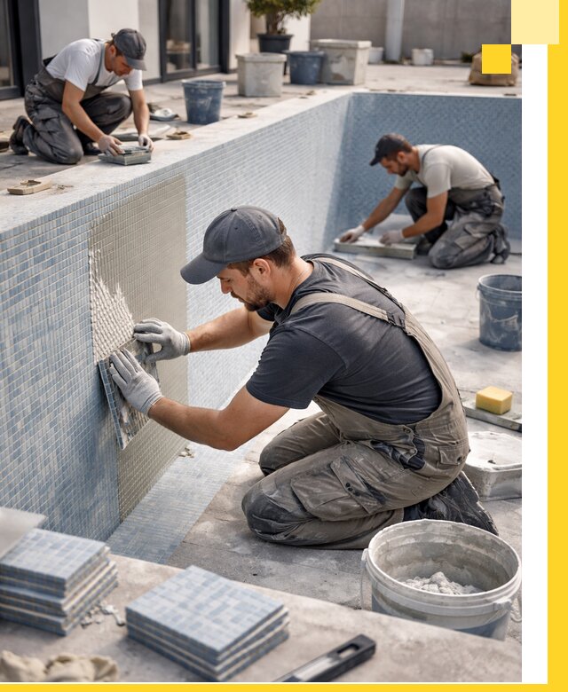 Облицовка бассейнов в Саранске плитка мозаика гидроизоляция