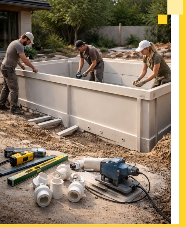 Установка полипропиленовых бассейнов под ключ в Саранске