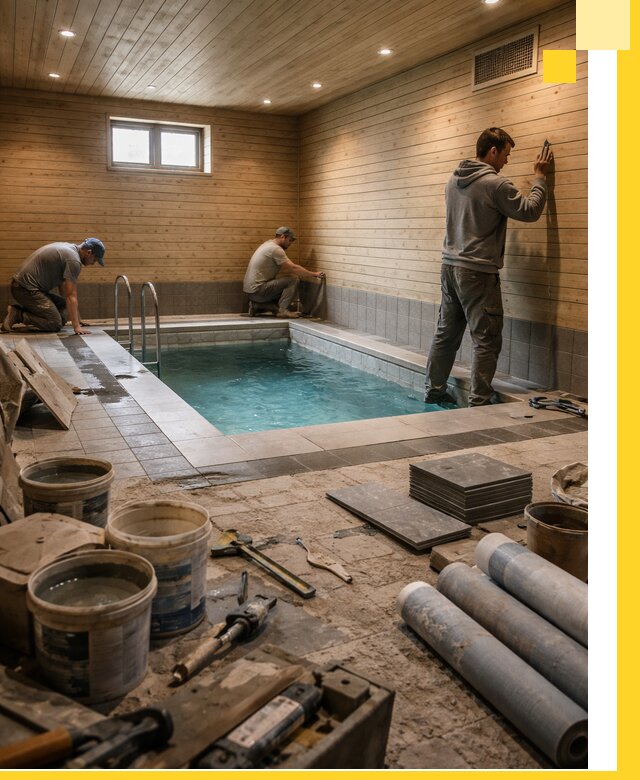 Строительство бани с бассейном и сауной под ключ в Саранске