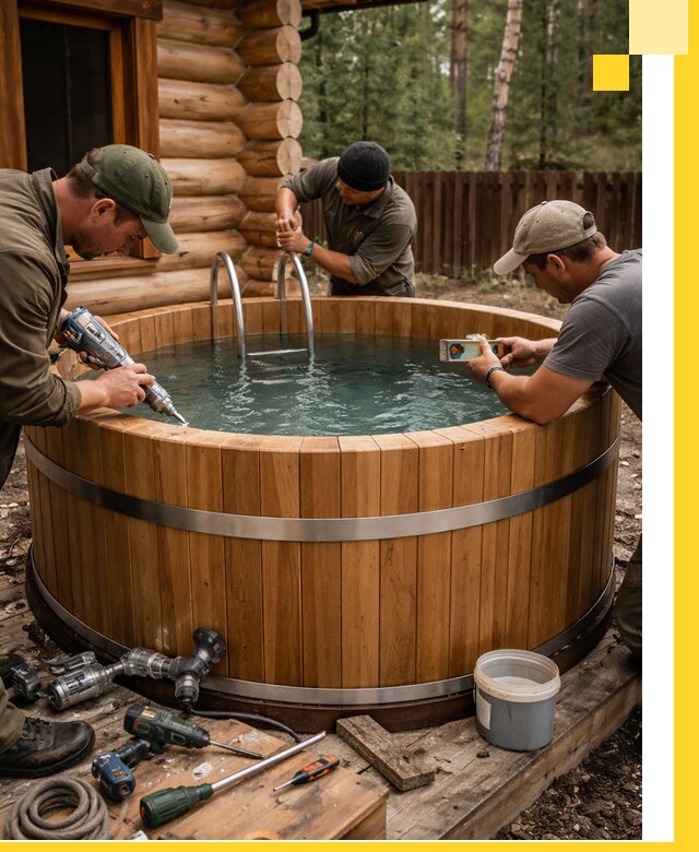 Строительство бань с купелью под ключ и отделкой в Саранске