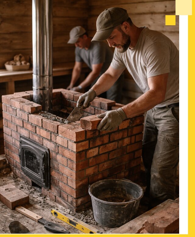 Кирпичные печи для бани под ключ в Саранске, проект и монтаж