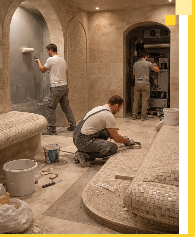 Строительство бани с хамамом и бассейном под ключ в Саранске