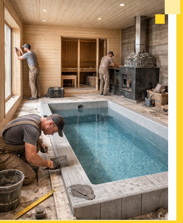 Проект бани с бассейном и сауной в Саранске под ключ