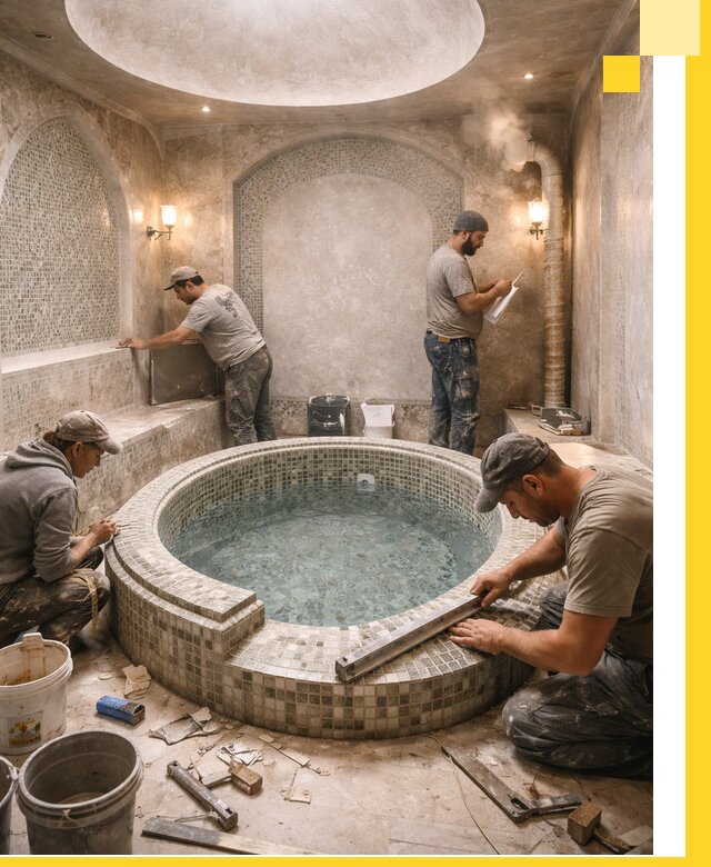 Профессиональное строительство хамама с бассейном в Саранске под ключ
