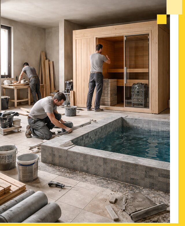 SPA зоны под ключ с бассейном сауной и печью в Саранске